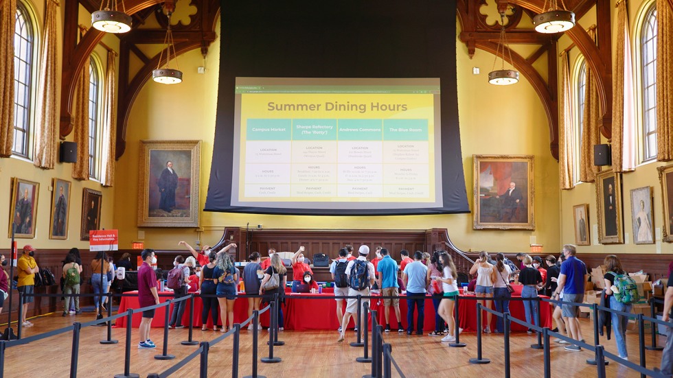 Check-in at Sayles Hall.