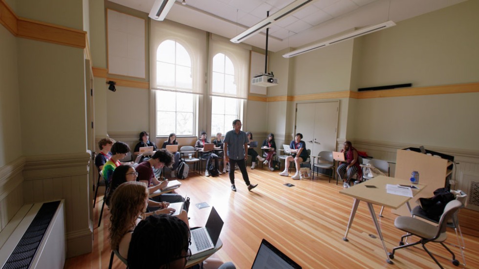 Instructor conducting a class at Brown Pre-College