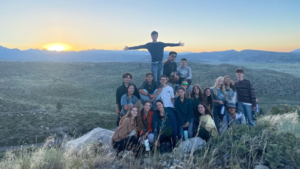 2023 BELL Eastern Sierras students posing in front of a landscpe