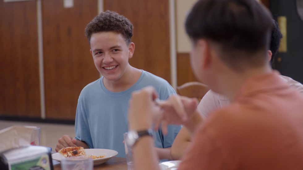 students eating in the Brown University dining hall