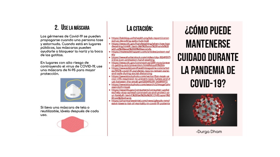 Health pamphlet written in Spanish