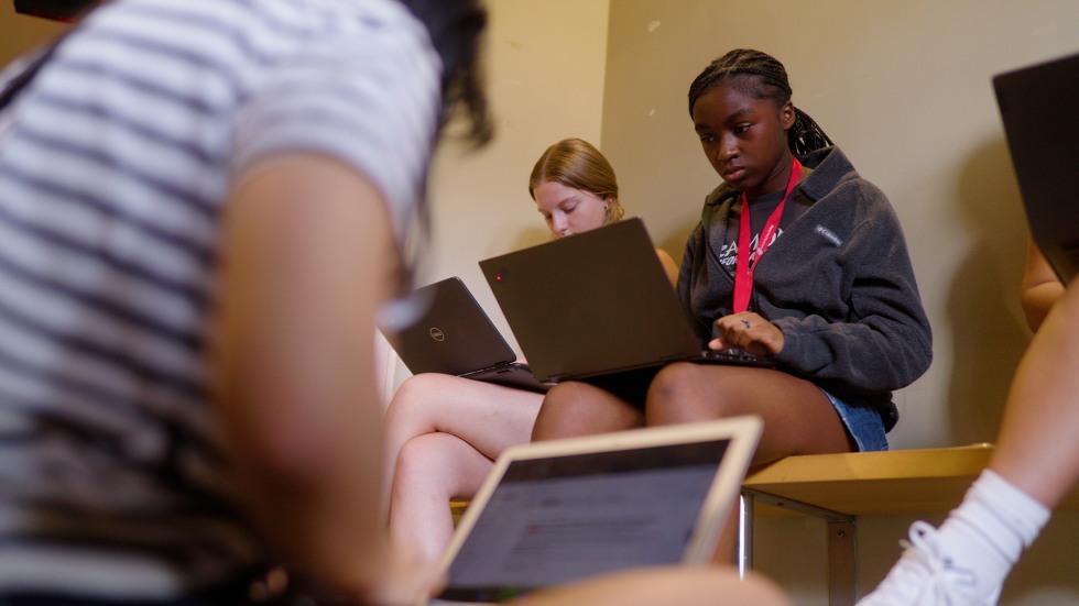 students working on their laptops